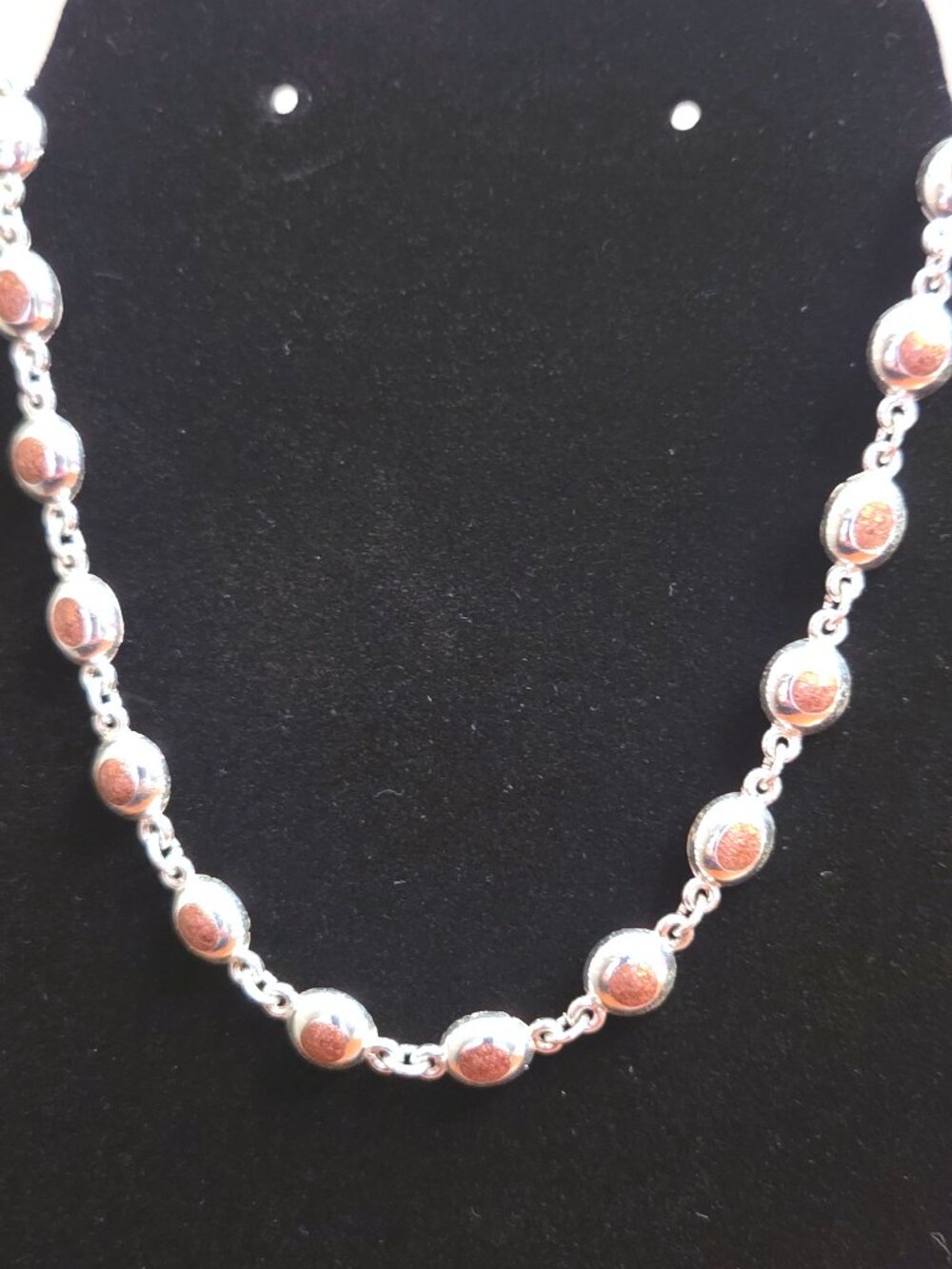 Vintage Liz Claiborne Silver-Tone Textured Station Link Necklace - Like New
